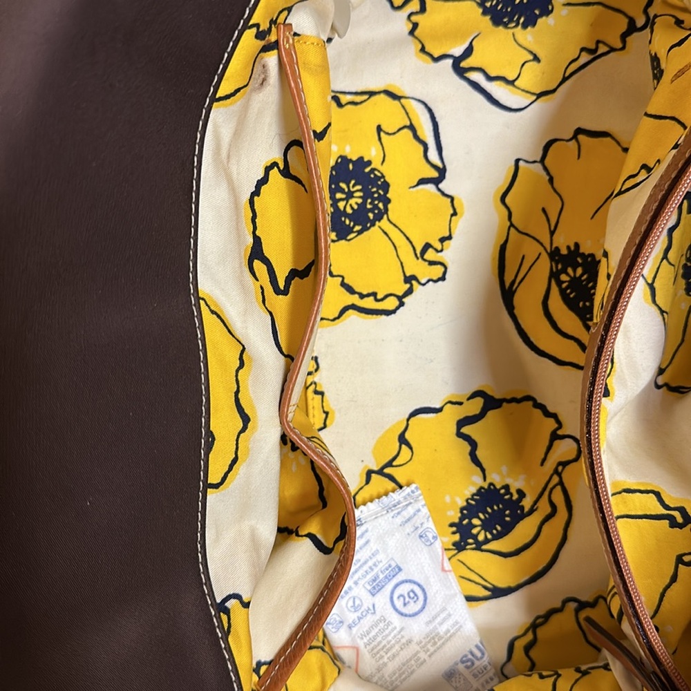 Kate Spade Vintage Brown Nylon & Tan Leather Trim & Handled Women's Satchel - Picture 13 of 16